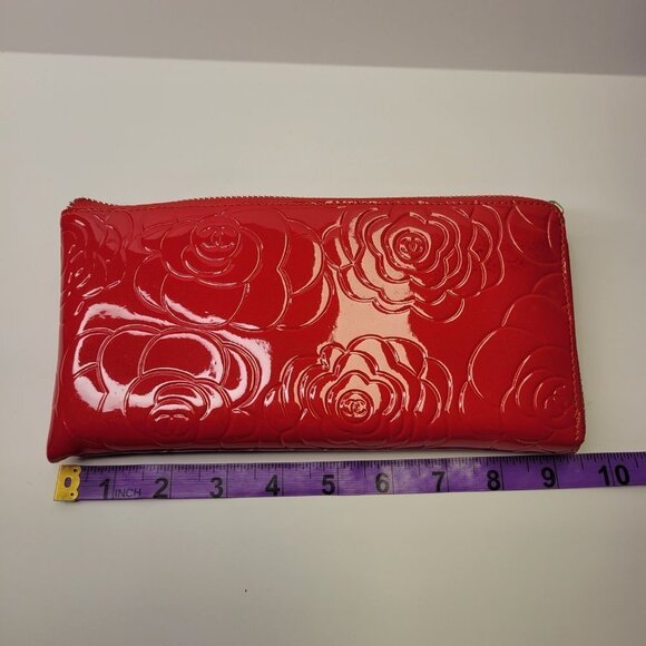 Red Rectangular Rose Motif Clutch Wallet NWOT - Picture 8 of 10